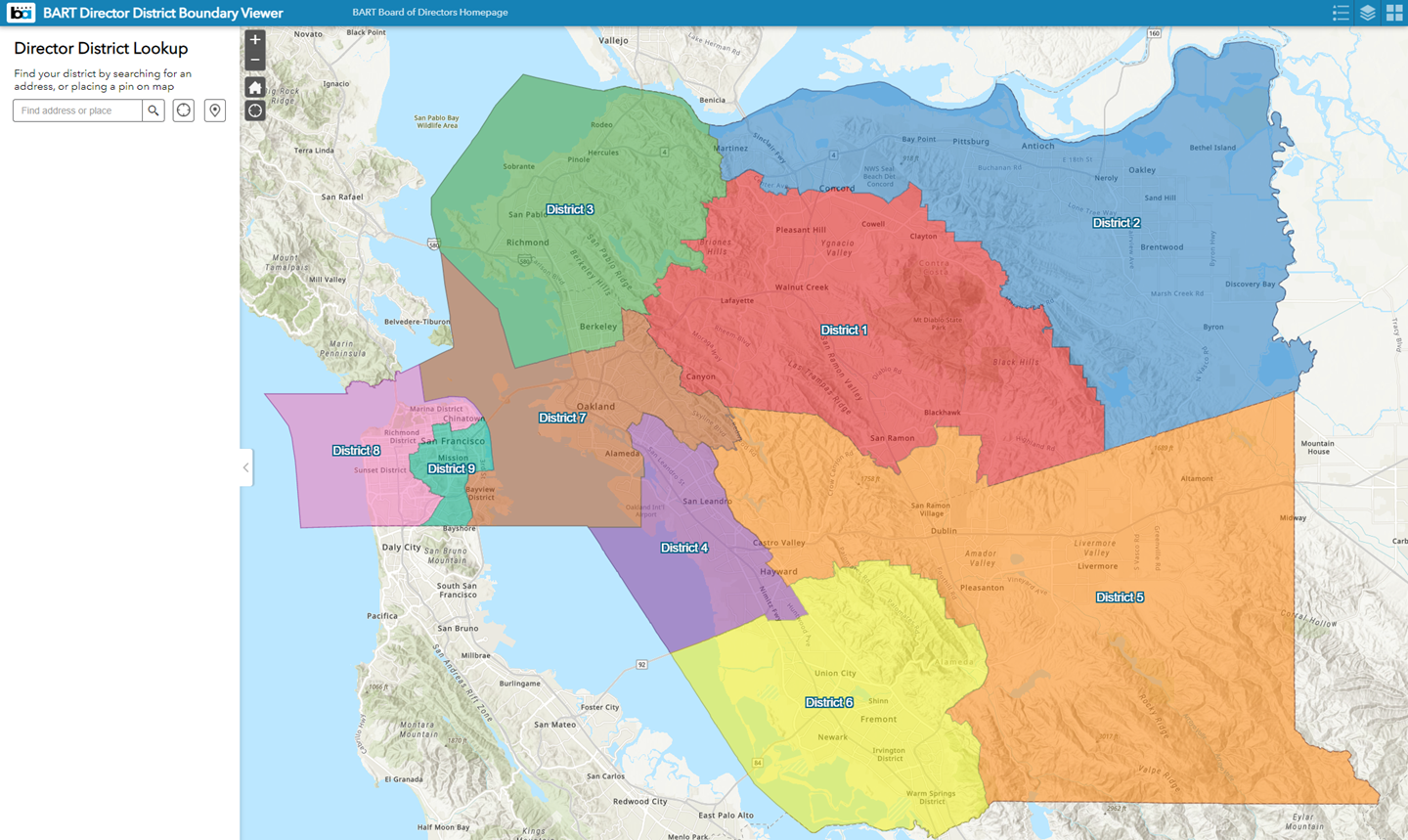 District boundaries bay area rapid transit